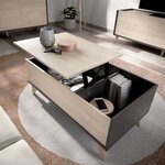 Ensemble meuble TV table basse buffet - Mélaminé - Style scandinave - chêne naturel et graphite