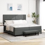 vidaXL Lit à ressort avec matelas et banc gris foncé 200x200 cm en tissu