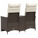 vidaXL Canapé de jardin inclinable 2 places avec table marron rotin