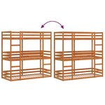 vidaXL Lit superposé triple marron cire 75x190 cm bois de pin massif