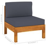 vidaXL Canapé de jardin 3 places et coussins gris foncé Acacia massif