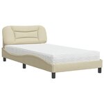 vidaXL Lit avec matelas crème 100x200 cm tissu