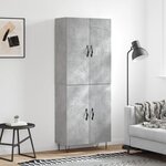 vidaXL Buffet haut Gris béton 69 5x34x180 cm Bois d'ingénierie