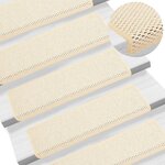 vidaXL Tapis d'escalier autocollants 15 Pièces 65x21x4 cm Crème