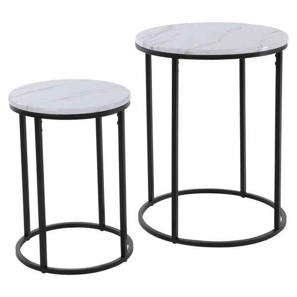 H&S Collection Ensemble de tables d'appoint 2 Pièces blanc
