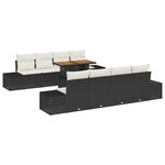 vidaXL Set de canapé de jardin en 7 pièces avec coussins en rattan poly noir