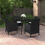 vidaXL Ensemble à manger de jardin coussins 5 Pièces Résine tressée Verre