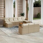 vidaXL Salon de jardin 11 Pièces avec coussins beige résine tressée