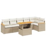 vidaXL Salon de jardin avec coussins 7 Pièces beige résine tressée
