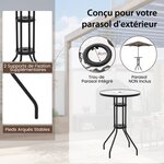 3Pièces salon de jardin 2 chaises de jardin pliantes table basse ronde en verre trempé bistro terrasse piscine beige 20_0007590