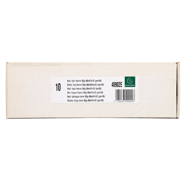 Lot de 10 Bobines 1 pli thermique 55g 60x47x12 mm 25 m EXACOMPTA