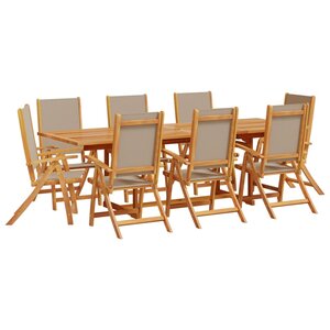 vidaXL Ensemble à manger de jardin 9Pièces bois d'acacia solide textilène