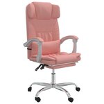 Chaise fauteuil siège pivotante de inclinable de bureau informatique étude similicuir rose 02_0024271