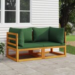 vidaXL Canapés d'angle sectionnels 2 Pièces coussins verts Bois acacia