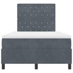 Lit avec sommier à ressort et matelas vidaXL Gris foncé Petit double Velours