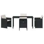 vidaXL Ensemble de salle à manger de jardin 5 pièces avec coussins en poly rattan noir