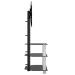 vidaXL Meuble TV d'angle 3 niveaux pour 32-70 pouces noir et argenté