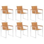 vidaXL Chaises de jardin 6Pièces Bois d'acacia solide et acier inoxydable