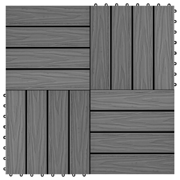 vidaXL Carreau de terrasse en relief 11 Pièces WPC 30x30 cm 1 m² Gris