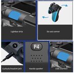 Ovegna p01: manette de jeux sans fil pour playstation 4 android et pc  gamepad  bluetooth  double vibration  batterie lithium rechargeable 1000mah  haut-parleur prise jack (blue)