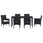 vidaXL Ensemble de Salle à Manger de Jardin 7 Pièces Noir Poly Rotin