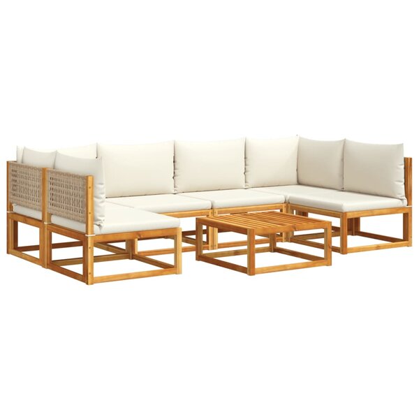 vidaXL Salon de jardin avec coussins 7 Pièces bois massif d'acacia