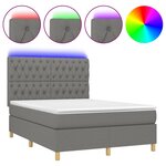 vidaXL Sommier à lattes de lit et matelas et LED Gris foncé 140x200 cm