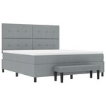 vidaXL Lit avec Sommier et Banc Gris Clair 180x200 cm Tissu