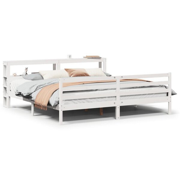 vidaXL Cadre de lit avec tête de lit sans matelas blanc 180x200 cm
