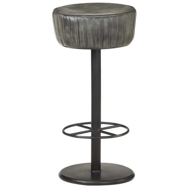 vidaXL Tabouret de bar Gris Cuir véritable