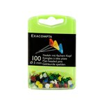 Exacompta - boîte de 100 épingles à tête plate 5mm couleurs assorties