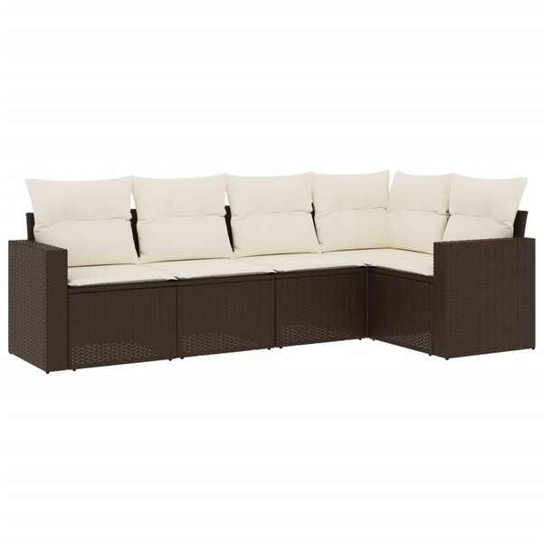 vidaXL Salon de jardin avec coussins 5 Pièces marron résine tressée