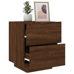 vidaXL Armoire de chevet et lumières LED chêne marron bois ingénierie