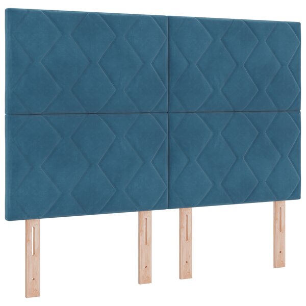 vidaXL Tête de lit design en blocs de diamant bleu foncé 144 cm Velours