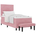 vidaXL Lit à Ressorts avec Matelas & Banc Rose 90x200 cm Velours