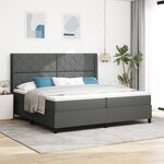 Lit Box Spring vidaXL avec Matelas et LED en Gris Foncé  200x200 cm Tissu
