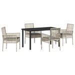 vidaXL Ensemble de Salle à Manger de Jardin de 5 Pièces avec Coussins Gris Clair Poly Rattan