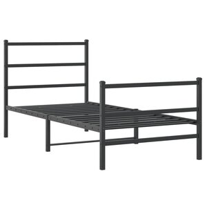 vidaXL Cadre de lit métal avec tête de lit/pied de lit noir 90x190 cm