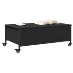 vidaXL Table basse avec roulettes noir 91x55x34 cm bois d'ingénierie