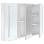 vidaXL Armoire de salle de bain à miroir LED 89x14x62cm Blanc brillant