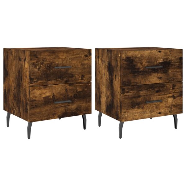 vidaXL Tables de chevet 2Pièces chêne fumé 40x35x47 5cm bois d’ingénierie