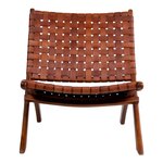 Chaise en teck et cuir marron PERUGIA