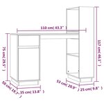 vidaXL Bureau 110x53x117 cm Bois massif de pin