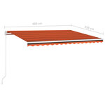 vidaXL Auvent manuel rétractable 400x350 cm Orange et marron