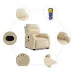 vidaXL Fauteuil inclinable de massage Crème Tissu