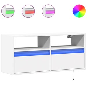 vidaXL Meuble TV mural avec lumières LED blanc 100x31x45 cm