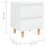 vidaXL Table de chevet avec pieds en pin Blanc brillant 40x35x50 cm