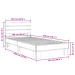 vidaXL Cadre de lit chêne marron 100x200 cm bois d'ingénierie et métal
