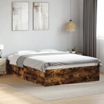 vidaXL Cadre de lit sans matelas chêne fumé 135x190 cm