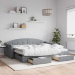 vidaXL Lit de jour avec gigogne et tiroirs sans matelas 90x200 cm